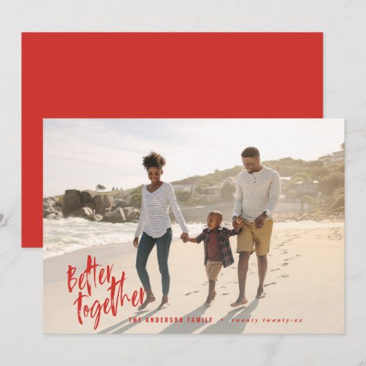 Moderne minimale script vakantie foto feestdagenkaart (Voorkant / Achterkant)