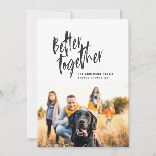 Moderne minimale script vakantie foto feestdagenkaart (Voorkant)