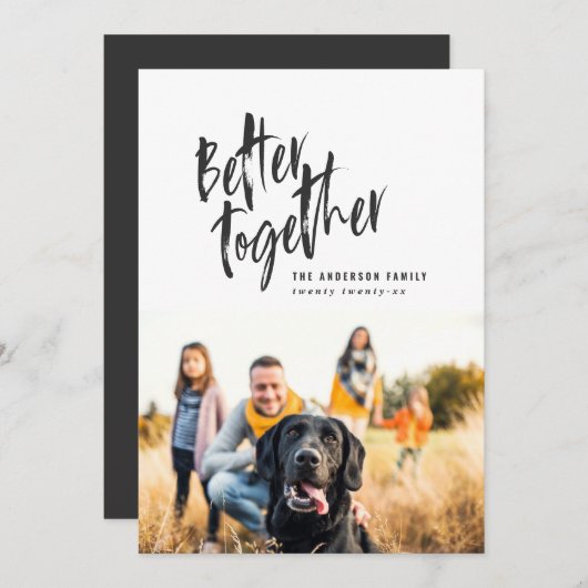 Moderne minimale script vakantie foto feestdagenkaart (Voorkant / Achterkant)