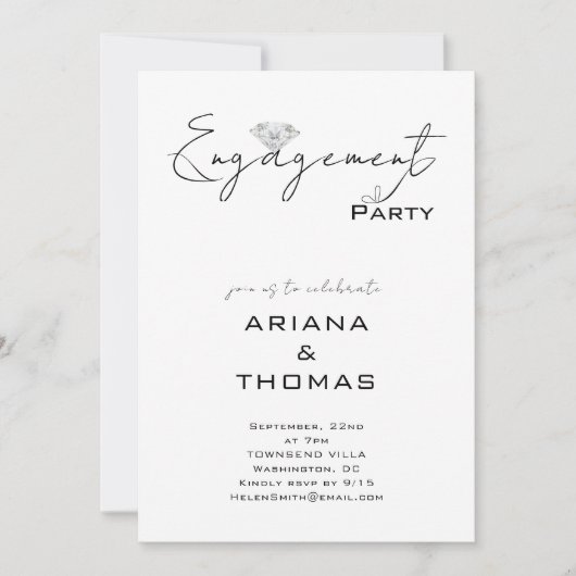 Moderne minimale script verlovingsfeest uitnodigin kaart (Voorkant)