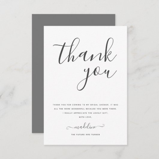 Moderne Minimale Script-Vrijgezellenfeest Bedankkaart (Voorkant / Achterkant)