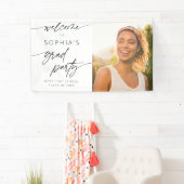Moderne minimale script welkom afstudeerfeest spandoek (Insitu)