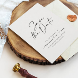 Moderne minimale scriptfoto eenvoudige bruiloft save the date