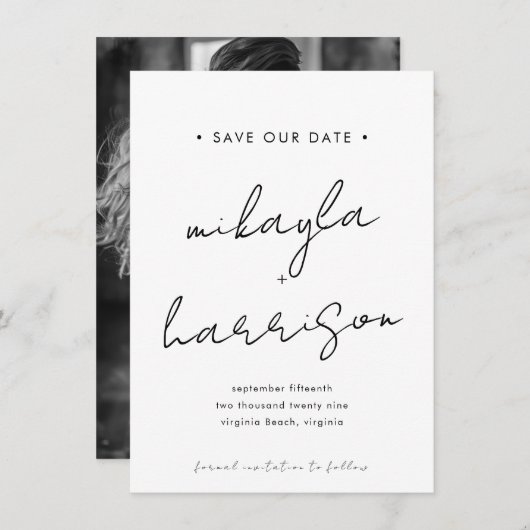 Moderne minimale scriptfoto Sla de datum op (Voorkant / Achterkant)