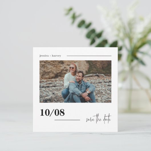 Moderne minimale scriptfoto Sla de datum op Kaart (Staand voorkant)