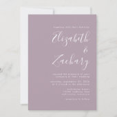 Moderne, minimale scriptfoto Stusty Lavender Weddi Kaart (Voorkant)