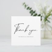 Moderne minimale scriptkalligrafie bruiloft bedankkaart (Staand voorkant)