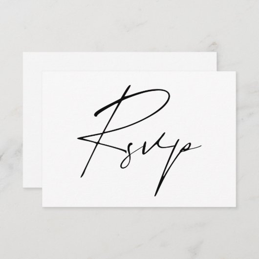 Moderne minimale scriptkalligrafie bruiloft RSVP kaartje (Voorkant / Achterkant)