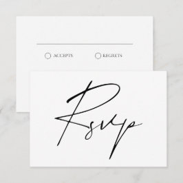 Moderne minimale scriptkalligrafie bruiloft RSVP kaartje