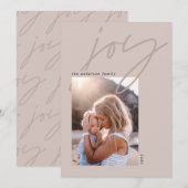 moderne, minimale scriptkalligrafie, vreugde1 foto feestdagenkaart (Voorkant / Achterkant)