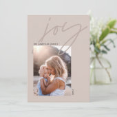 moderne, minimale scriptkalligrafie, vreugde1 foto feestdagenkaart (Staand voorkant)