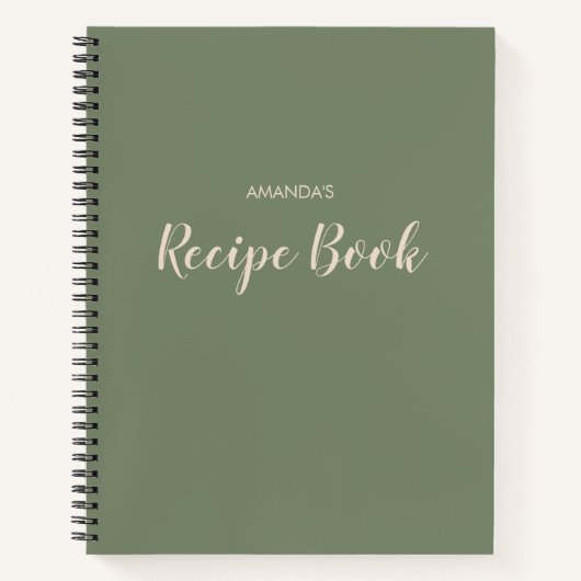 Moderne minimale scriptpagina Groen koken Recipe Notitieboek (Voorkant)
