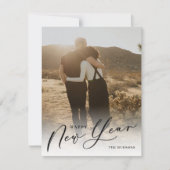 Moderne, minimale scripts Happy New Year Photo Hol Feestdagenkaart (Voorkant)