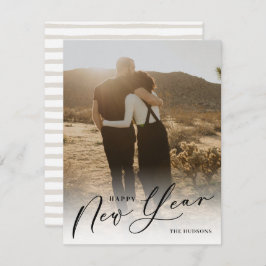 Moderne, minimale scripts Happy New Year Photo Hol Feestdagenkaart