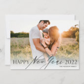 Moderne, minimale scripts Happy New Year Photo Hol Feestdagenkaart (Voorkant)
