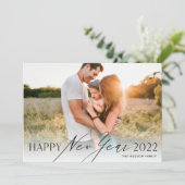 Moderne, minimale scripts Happy New Year Photo Hol Feestdagenkaart (Staand voorkant)