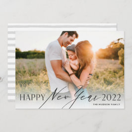 Moderne, minimale scripts Happy New Year Photo Hol Feestdagenkaart