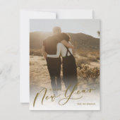 Moderne, minimale scripts Happy New Year Photo Hol Feestdagenkaart (Voorkant)
