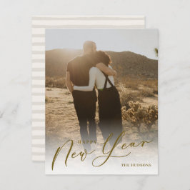 Moderne, minimale scripts Happy New Year Photo Hol Feestdagenkaart