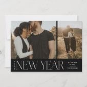 Moderne, minimale scripts Happy New Year Photo Hol Feestdagenkaart (Voorkant)