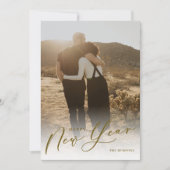Moderne, minimale scripts Happy New Year Photo Hol Feestdagenkaart (Voorkant)