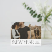 Moderne, minimale scripts Happy New Year Photo Hol Feestdagenkaart (Staand voorkant)