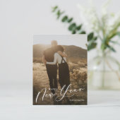 Moderne, minimale scripts Happy New Year Photo Hol Feestdagenkaart (Staand voorkant)