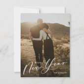 Moderne, minimale scripts Happy New Year Photo Hol Feestdagenkaart (Voorkant)