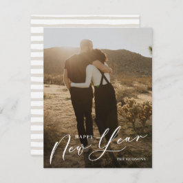 Moderne, minimale scripts Happy New Year Photo Hol Feestdagenkaart