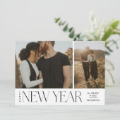 Moderne, minimale scripts Happy New Year Photo Hol Feestdagenkaart (Staand voorkant)