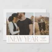 Moderne, minimale scripts Happy New Year Photo Hol Feestdagenkaart (Voorkant)