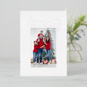 Moderne, minimale scripttypografie 1 foto-Kerstmis Folie Feestdagenkaart (Staand Voorkant)