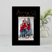 Moderne, minimale scripttypografie 1 foto-Kerstmis Folie Feestdagenkaart (Staand Voorkant)