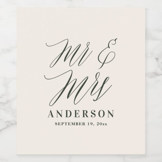 Moderne minimale scripttypografie bruiloft wijn etiket (Enkel label)