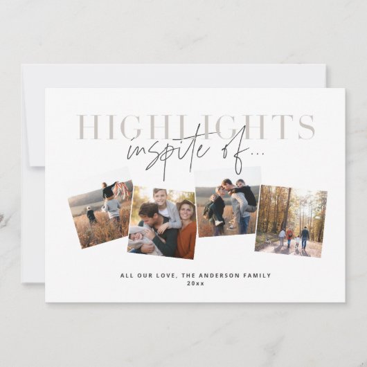 Moderne, minimale scripttypografie hoogtepunten feestdagenkaart (Voorkant)