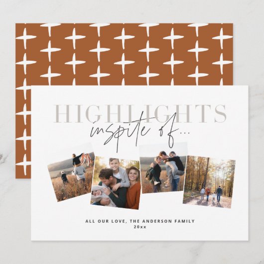 Moderne, minimale scripttypografie hoogtepunten feestdagenkaart (Voorkant / Achterkant)