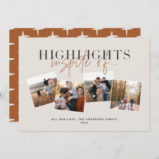 Moderne, minimale scripttypografie hoogtepunten feestdagenkaart (Voorkant / Achterkant)