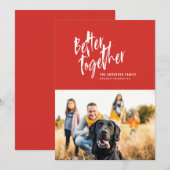 Moderne minimale scriptvakantiefoto feestdagenkaart (Voorkant / Achterkant)