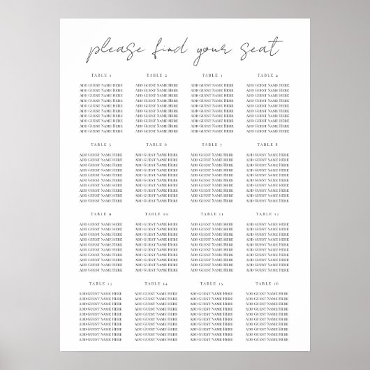 Moderne Minimale scriptvolgorde Poster (Voorkant)