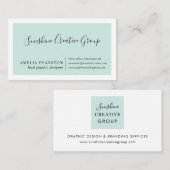 Moderne minimale seafoam Blue Green Visitekaartje (Voorkant / Achterkant)