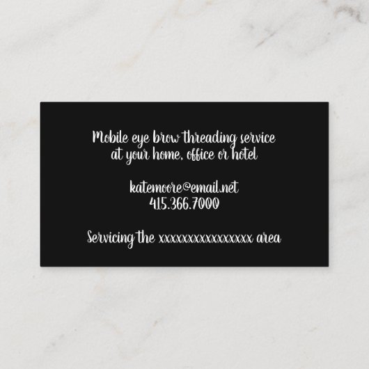 Moderne, minimale service voor het innemen van bor visitekaartje (Achterkant)