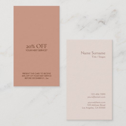 Moderne minimale SimpleTypo Koffiekorting - Vertic Visitekaartje (Voorkant / Achterkant)