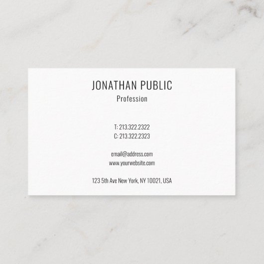 Moderne, minimale Sjabloon Eenvoudig ontwerp Visitekaartje (Achterkant)