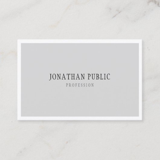 Moderne, minimale Sjabloon Eenvoudige grijze witte Visitekaartje (Voorkant)