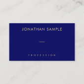 Moderne, minimale Sjabloon Elegant Navy Blue Gold Visitekaartje (Voorkant)