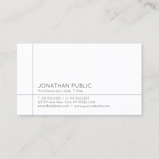 Moderne, minimale Sjabloon elegant Professional Visitekaartje (Voorkant)