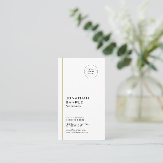 Moderne minimale Sjabloon Gold White - verticaal Visitekaartje (Staand voorkant)