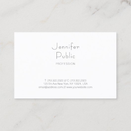 Moderne, minimale Sjabloon Professional Elegant Visitekaartje (Achterkant)