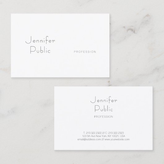 Moderne, minimale Sjabloon Professional Elegant Visitekaartje (Voorkant / Achterkant)