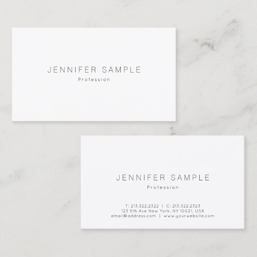 Moderne, minimale Sjabloon Professional Elegant Visitekaartje (Voorkant / Achterkant)